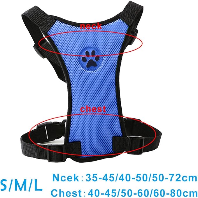 Dog Harness, Pet Vest Harness for Dogs in Car Adjustable Neck and Chest Strap Breathable Soft Fabric Multifunctional Vest with Quick Release for Travel Walking Daily Use