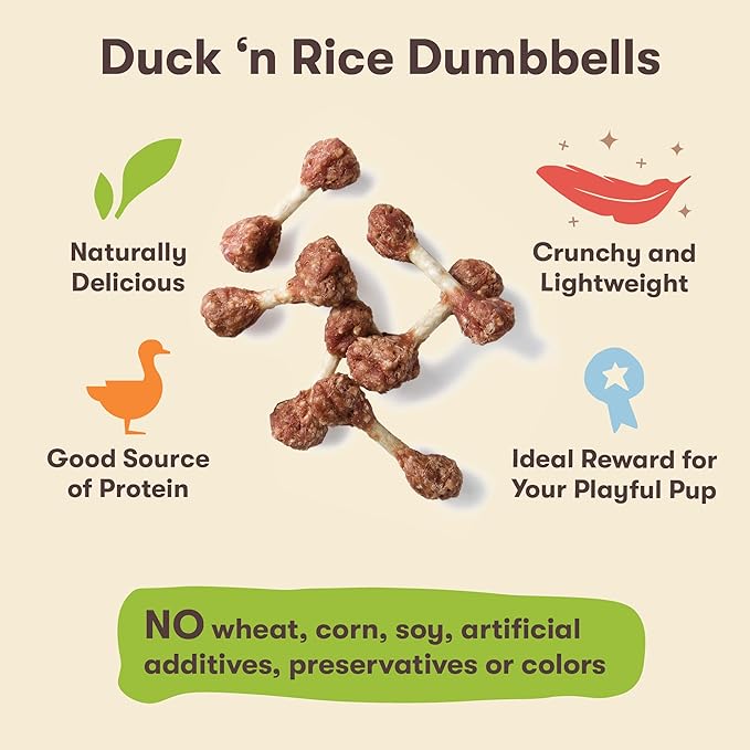 Pet 'n Shape Duck 'n Rice Dumbbells Dog Treats - 3 Ounce
