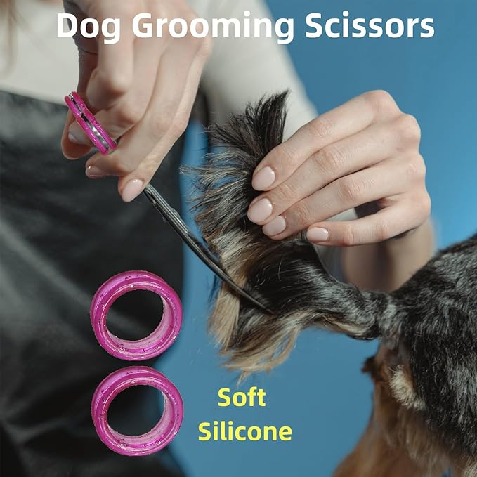 40Pcs Shear Grips Inserts,Soft Silicone Scissors Finger Rings for Comfortable Dog Clipping and Pet Hair Trimming 8 Colors