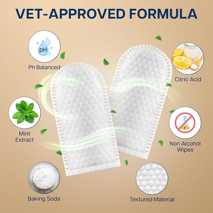 Pet Finger Ear Wipes for Dogs & Cats – 100 Count Finger Wipes – Gentle Ear Cleaner, Reduces Wax & Odor – Non-Irritating, Easy Finger Design for Pets