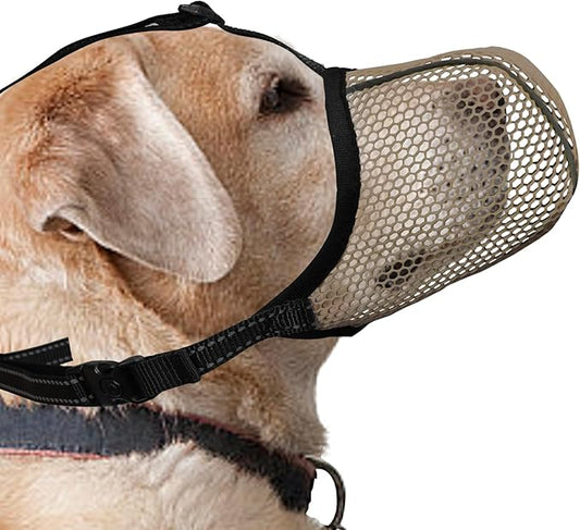 Dog Muzzle, Breathable Soft Muzzle for Extra Large Dogs to Anti & Prevent Barking Biting Chewing, Reflective & Adjustable Basket Muzzle with Air Mesh for German Shepherd Brown XXL