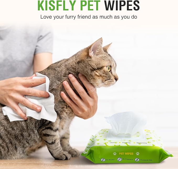 Pet Wipes for Dogs and Cats, Dog Wipes for Paws and Butt, Cat Wipes Cleaning Fur and Butt, Fragrance-free, Alcohol-free, Natural Ingredients, Gentle and Safe, Keep Your Pet Clean and Healthy 80 Pcs