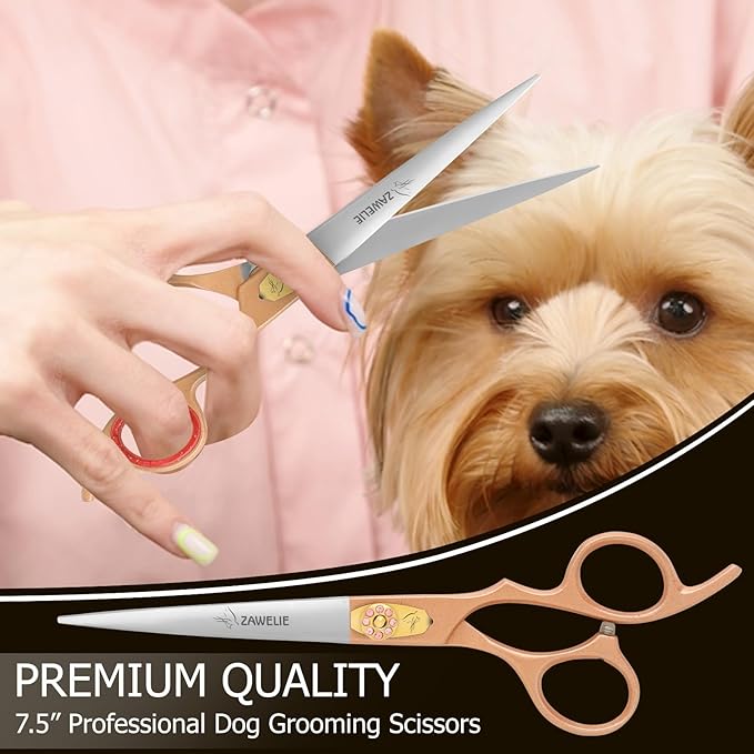 Straight Dog Grooming Scissor- 7.5” Scissor for dogs,Japanese Stainless Steel Ergonomic Pet Grooming Scissor, Heavy Duty Sharp and Comfortable Grooming Scissor for Dogs,Cats and Other Animals