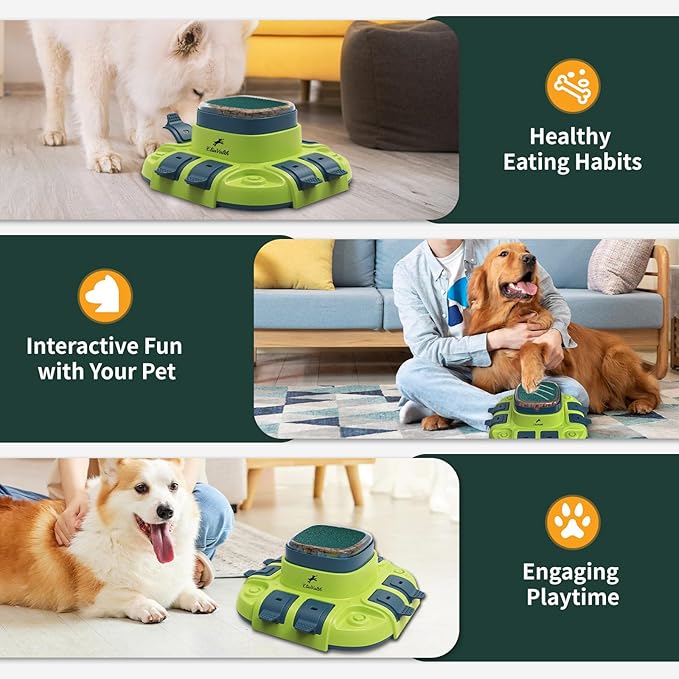 Dog Scratch Board, 3-in-1 Puzzle Toy & Dog Nail File, Enrichment Toys with Treat Dispenser, Scratch Pad for Nails with 8 Sandpapers & Anti-Slip Mat for All Floors, Blue