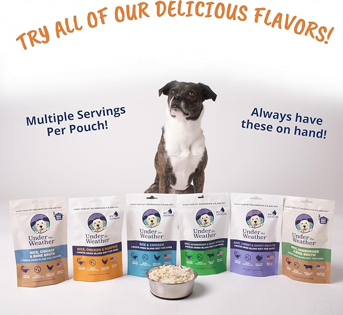 Under the Weather Bland Diet for Dogs | Easy to Digest for Sick Dogs |Always Be Ready| Contains Electrolytes - Natural Freeze Dried 100% Human Grade Meats| 1 Pack- Rice, Hamburger & Sweet Potato - 6oz