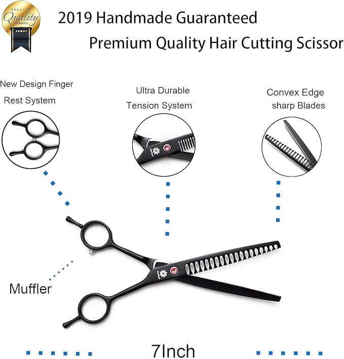 Dream Reach Professional 7.0'' Dog Grooming Scissors Chunker Scissors Hairdressing Dog Scissors Pet Hair Trimming Scissors for Dogs and Cats
