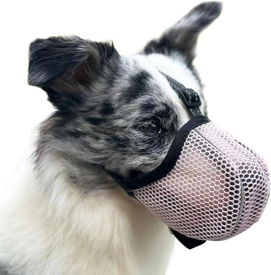 Large Dog Muzzle, Muzzle for Large Dogs to Prevent Eating/Chewing/Biting, Breathable Reflective Adjustable Medium Dog Accessories Dog Muzzle (Pink, L)