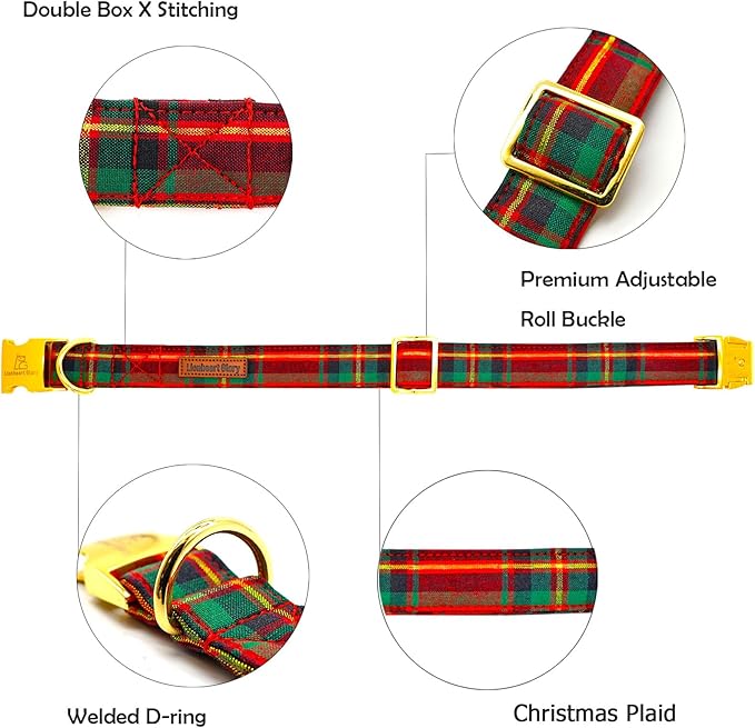 Lionheart glory Christmas Plaid Dog Collar, Dogs Collar Adjustable Soft and Comfortable Collars for Medium Dogs Girl or Boy Pet Gift Fall Collar Dog