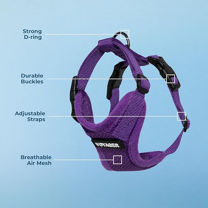 Voyager Step-in Lock Pet Harness - All Weather Mesh, Adjustable Step in Harness for Cats and Dogs by Best Pet Supplies - Purple, XL
