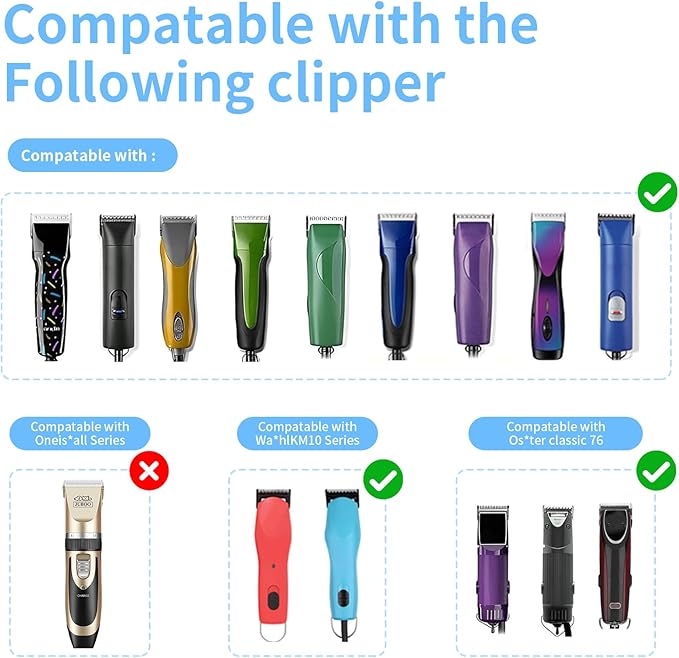 Size 10+30+40+7FC+5FC+4F+3-3/4FC Detachable Dog Grooming Blades, Compatible with Andis, Oster A5, Wahl KM10 Series Clippers, Cut Length 0.25mm-13mm, Silver