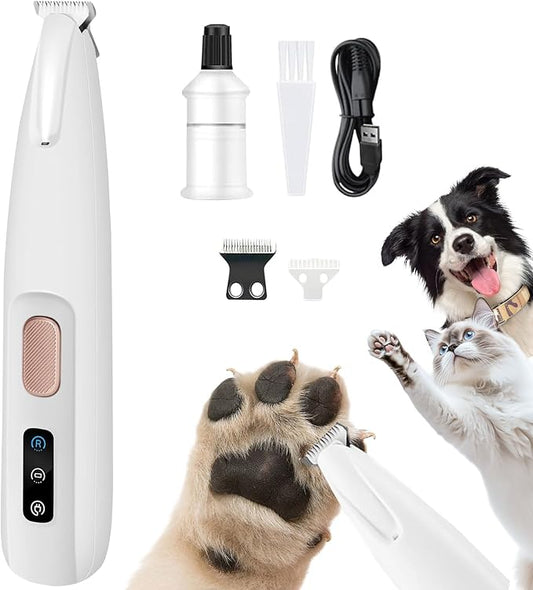 Ntrjtrss Electric Dog Paw Trimmer, 2025 paw Clippers for Dogs Rechargeable paw shavers for Dogs feet with LED Light, Low Noise Waterproof Paw Trimmers for Dog's Feet, Paws