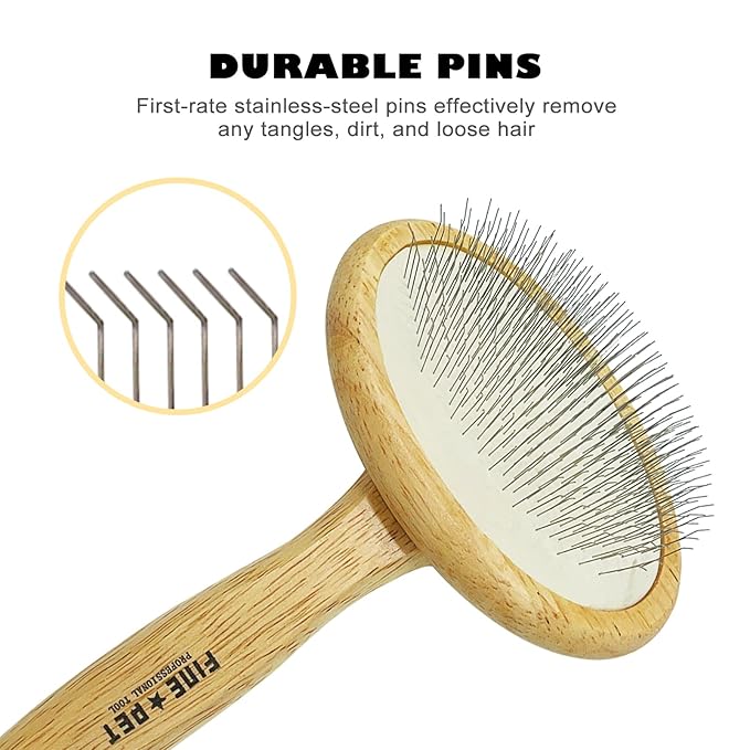 Der Meister Slicker Brush Pet Hair Remover, Gently Cleaning Pin Brush Deshedding Tool Easy to Remove Loose Undercoat, Remove Loose Hair, Fur, Undercoat, Mats, Tangle, Knots (Medium)