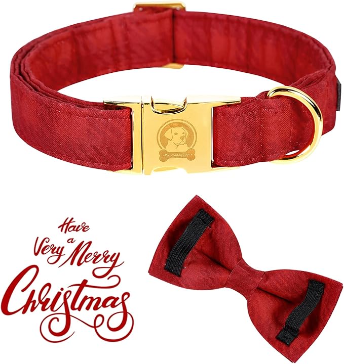 MR. CHUBBYFACE Dog Collar with Bow, Adjustable Girl Boy Dog Collar Bow Tie, Cute Dog Collar for Small Medium Large Dogs