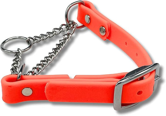 Martingale Collar for Dogs, Biothane, Stainless Steel Hardware, No Pull, Made in The USA, Professional Grade, Large, Orange