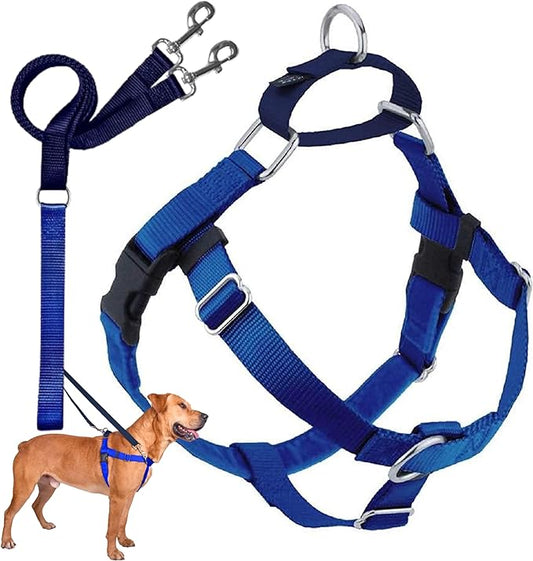 2 Hounds Design Freedom No Pull Dog Harness | Comfortable Control for Easy Walking |Adjustable Dog Harness and Leash Set | Small, Medium & Large Dogs | Made in USA | Solid Colors | 5/8" MD Royal Blue