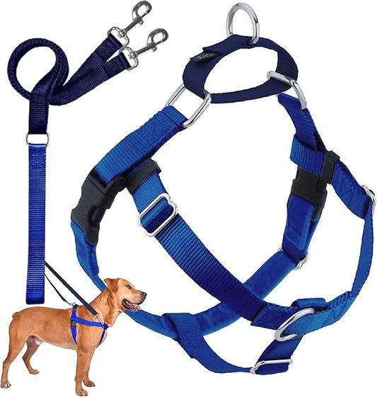 2 Hounds Design Freedom No Pull Dog Harness | Comfortable Control for Easy Walking |Adjustable Dog Harness and Leash Set | Small, Medium & Large Dogs | Made in USA | Solid Colors | 1" LG Royal Blue