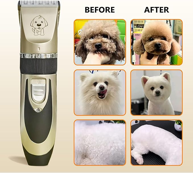 Dog Clippers for Grooming Cat Clippers Low Noise, Rechargeable, Cordless, Pet Shaver for Matted Hair, Quiet Animal Trimmer Pet Hair Thick Coats, for Dogs, Cats, Rabbits and Other Pets