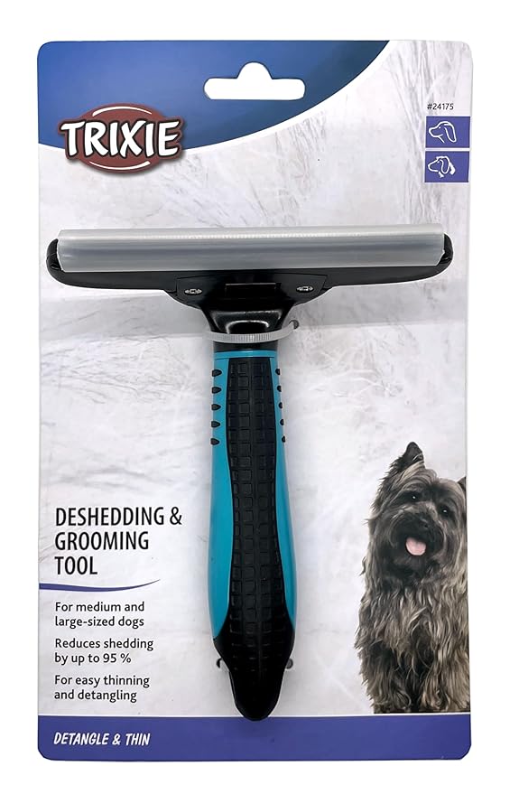 TRIXIE Pet Deshedding and Grooming Tool, Medium and Large Dogs, 4" x 6" (11x15cm)