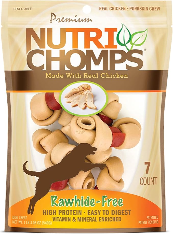 NutriChomps Dog Chews, 4-inch Knots, Easy to Digest, Rawhide-Free Dog Treats, 7 Count, Real Chicken