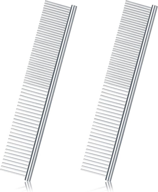 2 Pieces Macrame Comb and Tassel Brush Kit - Stainless Steel Combs for Pet Grooming, Macrame Fringe Cord and Supplies (Silver)