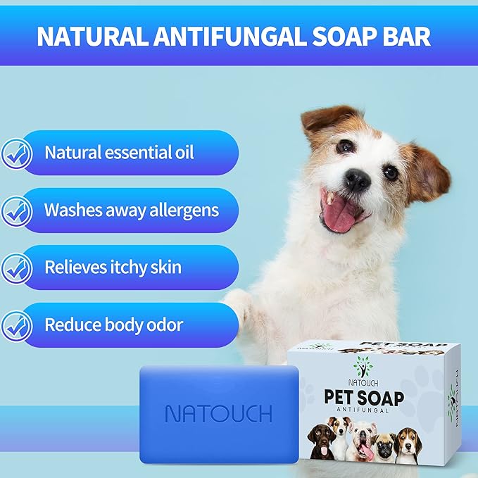 Antifungal Soap for Dog, Dog Shampoo for Allergies and Itching, Natural Soap Bar with Tea Tree Oil, and Lavender Oil, Helps with Infections & Fungus Irritation Itching