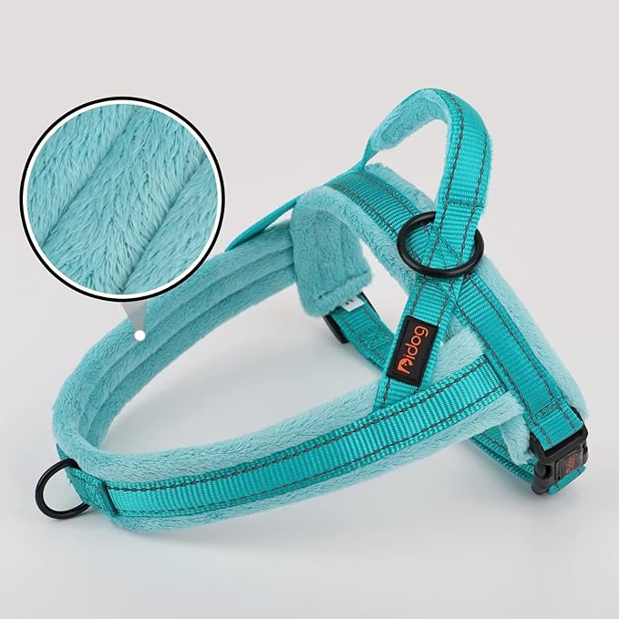 Didog Soft Flannel Padded Dog Vest Harness,Escape Proof/Quick Fit Reflective Dog Strap Harness, Easy for Training Walking(XS:Chest 15-18", Teal)
