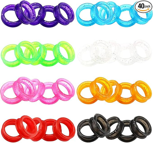 40Pcs Shear Grips Inserts,Soft Silicone Scissors Finger Rings for Comfortable Dog Clipping and Pet Hair Trimming 8 Colors