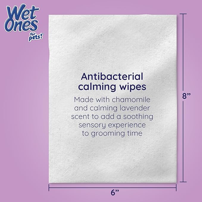 Wet Ones for Pets Antibacterial Calming Wipes with Chamomile, 30ct, Calming Lavender Scent | Dog Cleaning Wipes, Durable Disposable Dog Wipes for Paws, Scented Dog Wipes