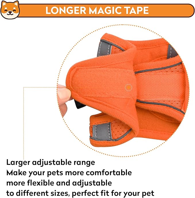 Dog Harness with Leash Set, No-Pull Step-in Reflective Pet Harness with 1 Leash Clips, Adjustable Soft Padded Easy Walk Dog Vest for Small Medium Large Dogs, Cats(Bright Orange, Large)