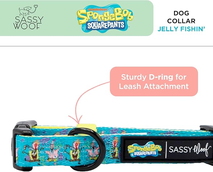 Dog Collar Spongebob Squarepants™ Jelly Fishin' - M, Adjustable, Durable, Comfortable and Stylish Pet Accessories for Medium Dogs