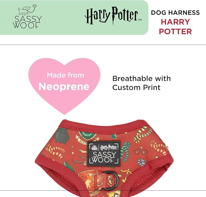 Dog Adjustable Harness - Harry Potter™ - L, Breathable Mesh, No Pull Design with Two D-Rings, Ideal for Large Dogs