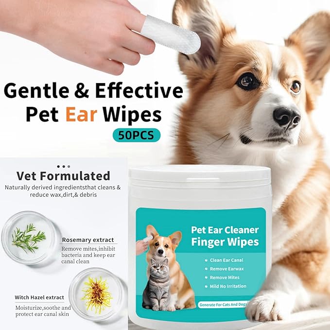Pet Cleaning Wipes Kit For Dogs&Cats Daily Care and Traveling,includes 18 PCS Extra Thick Pet Bathing Glove Wipes,Ear/Teeth Finger Wipes and Eyes Wipes,Cleaning Deodorizing Nourish Fur,Remove Plaque&T