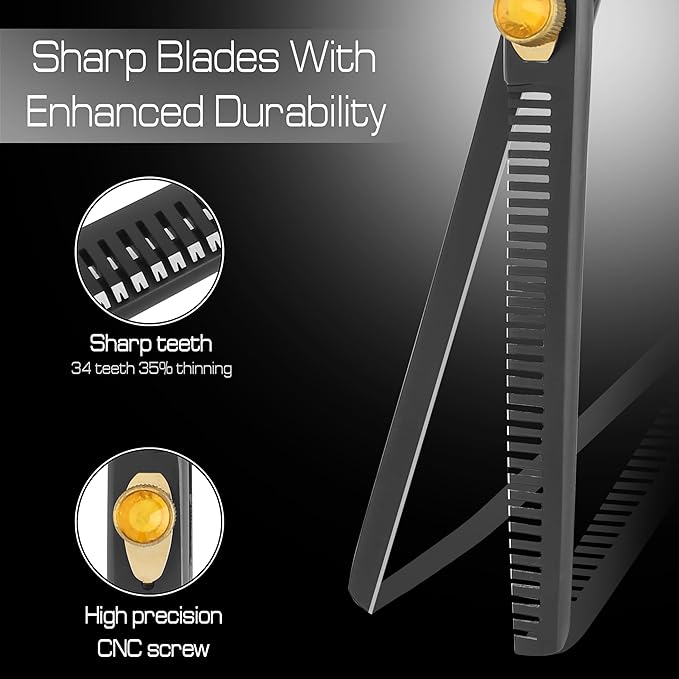 Dog Grooming Scissor,7” Professional Thinning Shear for Dogs with 34 Teeth, Japanese Stainless Steel, Blender Scissors for Dogs, Cats and other Pets with Adjustable Screw