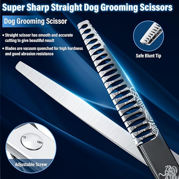 Purple Dragon 7-Inch Chunkers Dog Grooming Scissors - Professional Pet Hair Trimming Shears for Dogs & Cats, Sharp 440C Japanese Steel, Ergonomic Design for Comfort and Precision