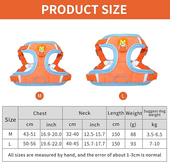 Dog Harness, Adjustable No Pull Dog Harness, Comfort Escape Proof Dog Harness, Dog Harness and Leash Set, Reflective Dog Vest Harness, Dog Harness for Small Dogs and Medium Size Dog