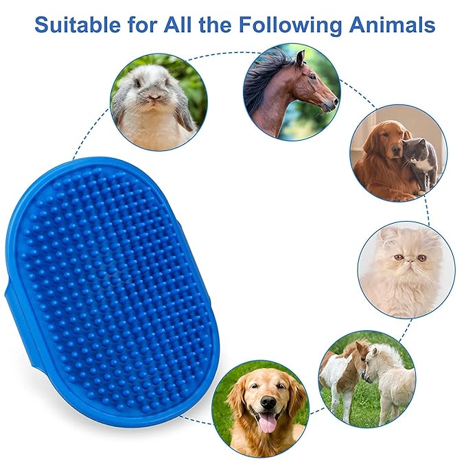2 Pack Dog Grooming Brush, Premium Pet Bath Brush with Adjustable Ring Handle for Bathing - Massaging -Hair Removal - on Wet or Dry Hair, for Long Short Haired Dogs and Cats