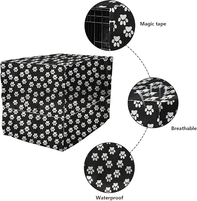 Dog Crate Cover for Wire Crates, Fits Most 48" inch Dog Crates. Easy to Put On, Take Off, and Adjust - Cover only - Black -48 Inch