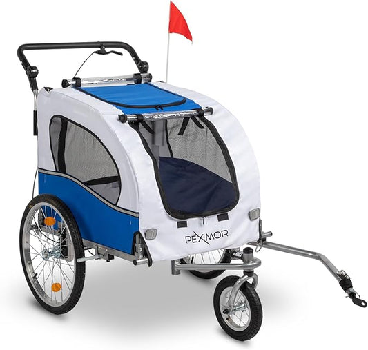 PEXMOR 2-in-1 Dog Bike Trailer,Pet Stroller Dog Trailer for Bicycle w/Universal Hitch,Pet Cart Bike Wagon Cargo Carrier for Dog Shock Absorber & Universal Wheel