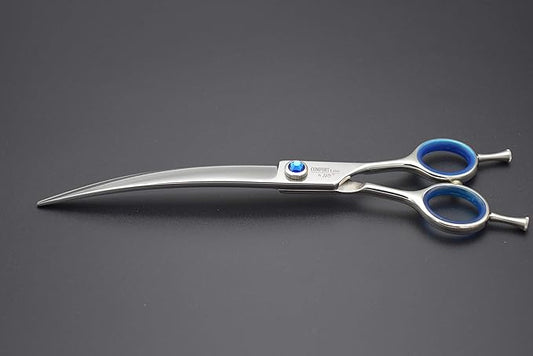 Professional Dog/Pet Grooming Shear Scissors 8.0" Stainless Steel 440C Japanese Process (8.0" Curved Blue Diamond)