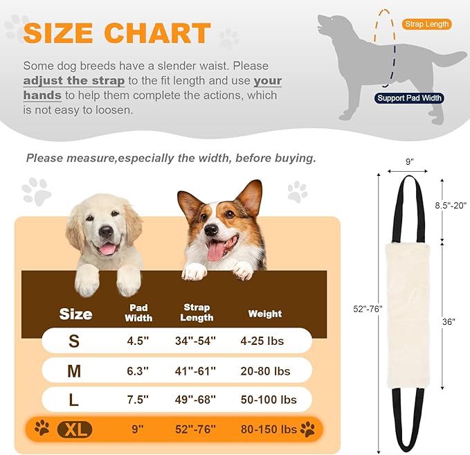 Adjustable Dog Lift Harness, Dog Sling for Large Dogs Lift Support and Rehab Harness for Weak Rear Legs, Soft Hind Leg Support Helps Senior, Injured,Disabled and After ACL Surgery Dogs(Black,X-Large)