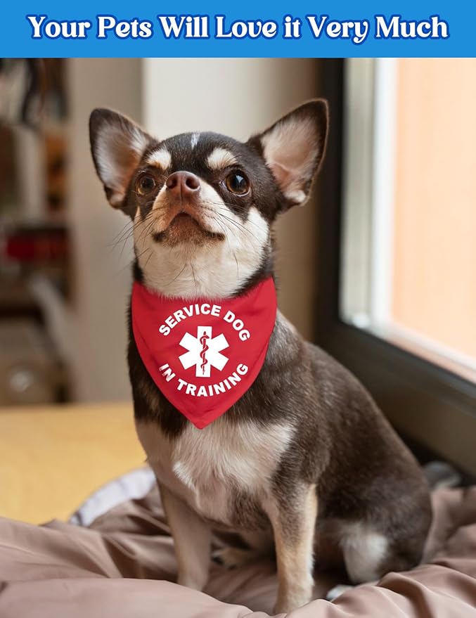 Service Dog in Traning Funny Red Pet Scarf Bandana Pet Walking Accessories for Puppy Triangle Scarf for Small Medium Large Dogs Birthday Party Photo Props Scarf Gifts for Pets and Dog Lovers