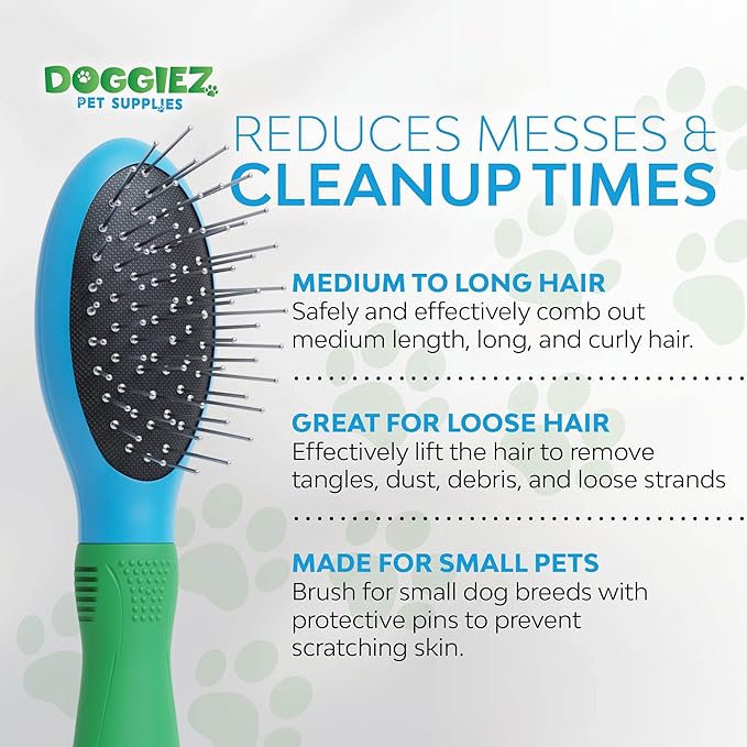 Small Dog Pin Brush for Dogs with Medium to Long Hair, Curly, Fine, Delicate and Fragile Coats - Pet Dog Brush and Puppy Brush for Poodle, Labradoodle, Yorkshire Terrier and Smaller Long Haired Breeds