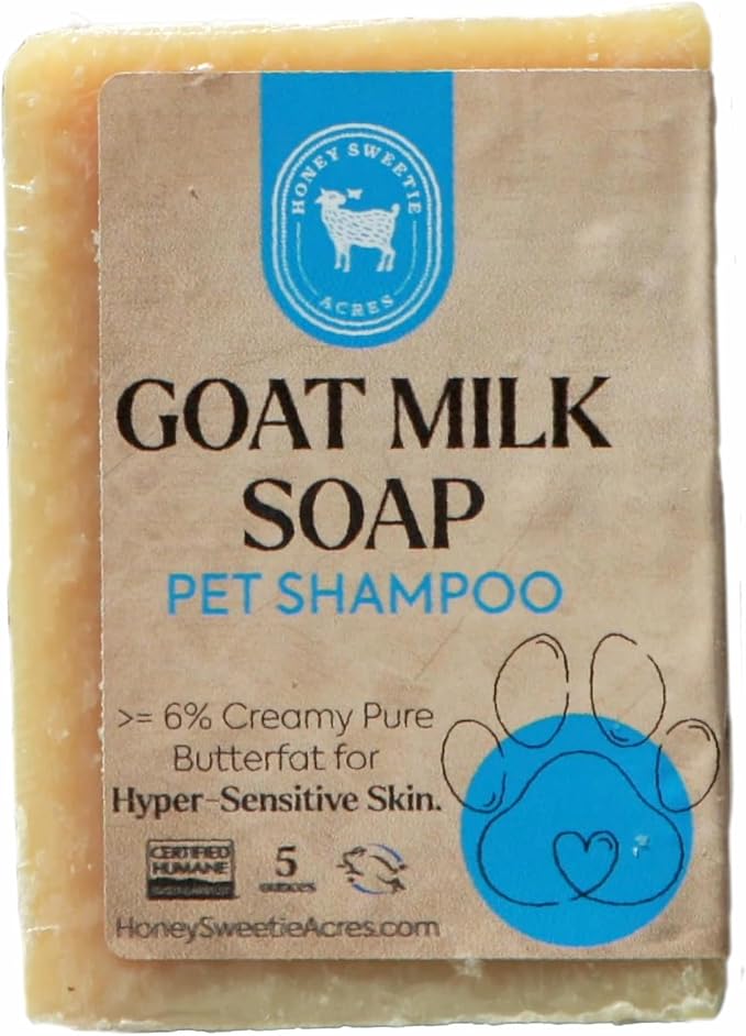 Honey Sweetie Acres 1 Pack All-Natural Pet Shampoo Bar with Fresh Goat Milk - Moisturizing Relief for Dry, Itchy Skin - Leaves A Fresh, Clean Scent - Eliminate Dirty Pet Odor, 5 oz Bar (1 Count)