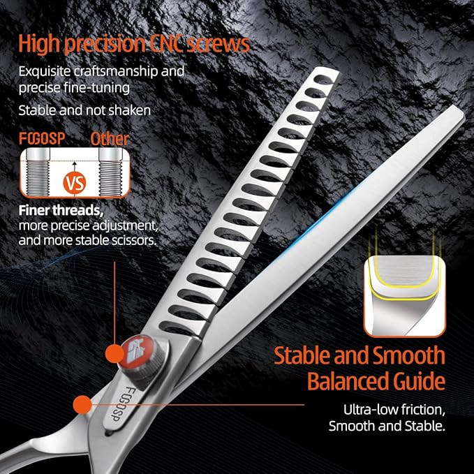 Professional Thinning Shears for Dogs Cats Pet Grooming Scissors 7 in Chunkers Shears Japan 440C Stainless Steel 70% Thinning Rate 18 Teeth