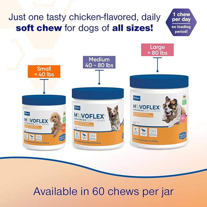 Advanced Joint Support Supplement for Large Dogs - Hip and Joint Support - Dog Joint Supplement - Hip and Joint Supplement Dogs - 120 Soft Chews by Virbac