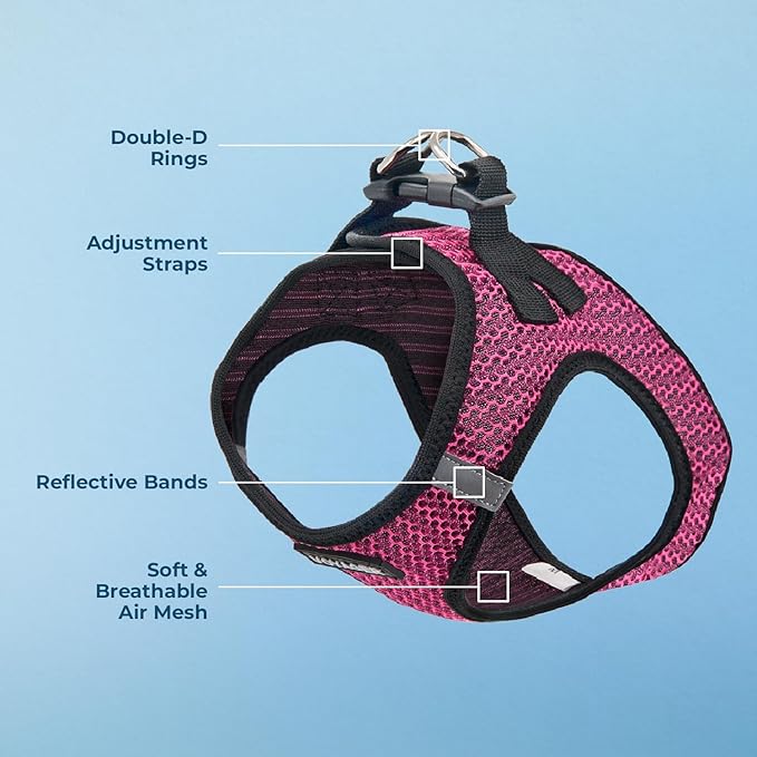 Voyager Step-in Air Dog Harness - All Weather Mesh, Reflective, No Pull Harness for Small, Medium Dogs, Cats - Secure with Hook & Loop Fastener, Buckle, Double D-Rings - Fuchsia 2-Tone, S
