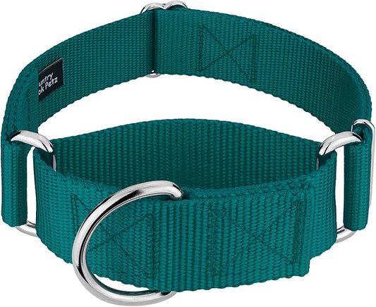 Country Brook Petz 1 1/2 Inch Martingale Heavy Duty Nylon Adjustable Dog Collar for Small, Medium, Large Breeds - Vibrant 17 Color Selection (Teal, Extra Large)