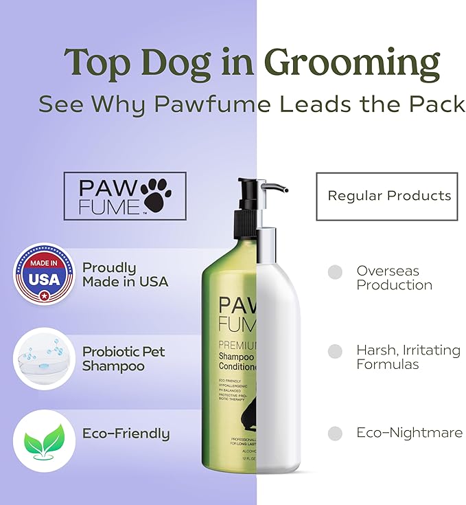 PAWFUME Dog Shedding Shampoo and Conditioner, Royal Lavender, 2-Pack – Nourish & Detangle for Silky Soft Coat – Probiotic, Deep-Cleaning, pH-Balanced – Salon-Quality Shedding Shampoo for Dogs