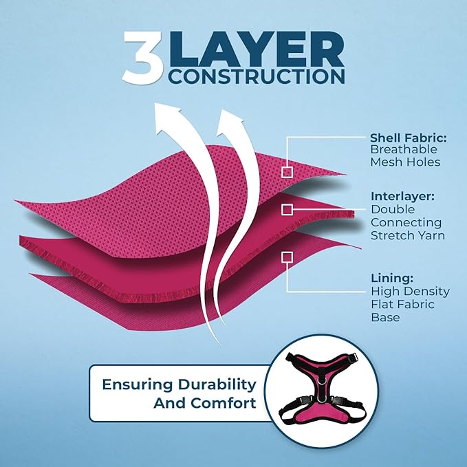 Voyager Step-in Lock Dog Harness w Reflective Dog Leash Combo Set with Neoprene Handle 5ft - Supports Small, Medium and Large Breed Puppies/Cats by Best Pet Supplies - Fuchsia/Black Trim, S