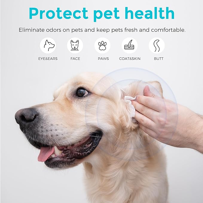 Dog Wipes, 100 Count Pet Grooming Wipes, Conditioning Shine Coat, Cleaning and Deodorizing, Pet Wipes for Dogs & Cats, for Sensitive Skin (Unscented)